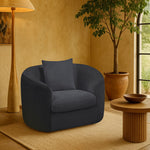 Penelope Chenille Fabric Upholstered Chair in Navy