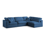 Plush 105" Velvet Upholstered Standard Comfort 4pc. Modular Sectional in Navy