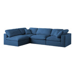 Plush 105" Velvet Upholstered Standard Comfort 4pc. Modular Sectional in Navy