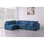 Plush 105" Velvet Upholstered Standard Comfort 4pc. Modular Sectional in Navy