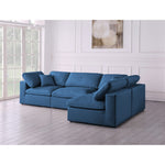 Plush 105" Velvet Upholstered Standard Comfort 4pc. Modular Sectional in Navy