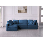 Plush 105" Velvet Upholstered Standard Comfort 4pc. Modular Sectional in Navy
