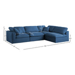 Plush 105" Velvet Upholstered Standard Comfort 4pc. Modular Sectional in Navy