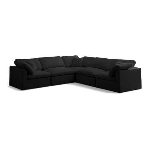 Plush 105" Velvet Upholstered Standard Comfort 5pc. Modular Sectional in Black