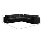 Plush 105" Velvet Upholstered Standard Comfort 5pc. Modular Sectional in Black
