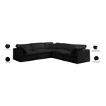 Plush 105" Velvet Upholstered Standard Comfort 5pc. Modular Sectional in Black
