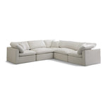 Plush 105" Velvet Upholstered Standard Comfort 5pc. Modular Sectional in Cream