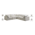 Plush 105" Velvet Upholstered Standard Comfort 5pc. Modular Sectional in Cream