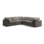 Plush 105" Velvet Upholstered Standard Comfort 5pc. Modular Sectional in Grey