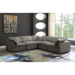 Plush 105" Velvet Upholstered Standard Comfort 5pc. Modular Sectional in Grey