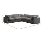 Plush 105" Velvet Upholstered Standard Comfort 5pc. Modular Sectional in Grey
