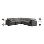Plush 105" Velvet Upholstered Standard Comfort 5pc. Modular Sectional in Grey