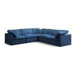 Plush 105" Velvet Upholstered Standard Comfort 5pc. Modular Sectional in Navy