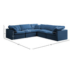 Plush 105" Velvet Upholstered Standard Comfort 5pc. Modular Sectional in Navy