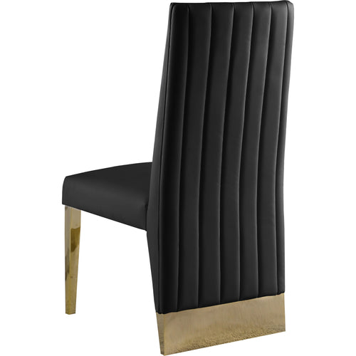 Porsha Vegan Leather Upholstered Dining Chair in Black