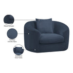 Penelope Chenille Fabric Upholstered Chair in Navy