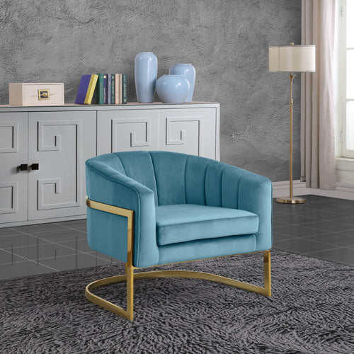 Carter Velvet Upholstered Accent Chair in Aqua