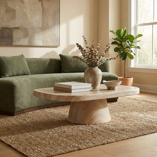 Prato Concrete Indoor/Outdoor Coffee Table in Travertine