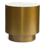 Presley Marble Top And Metal Base End / Side Table in Gold