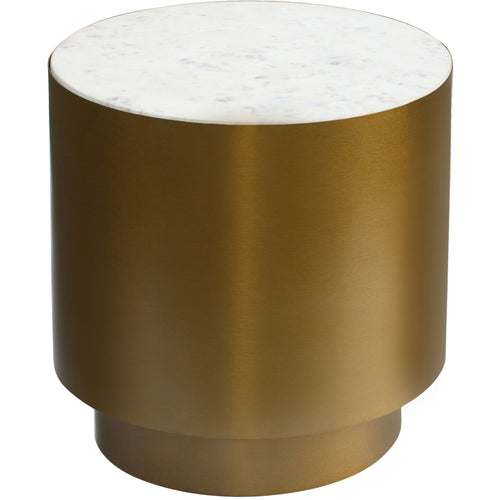 Presley Marble Top And Metal Base End / Side Table in Gold