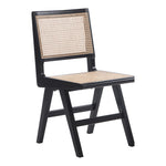 Preston Solid Wood And Natural Cane Dining Side Chair in Black