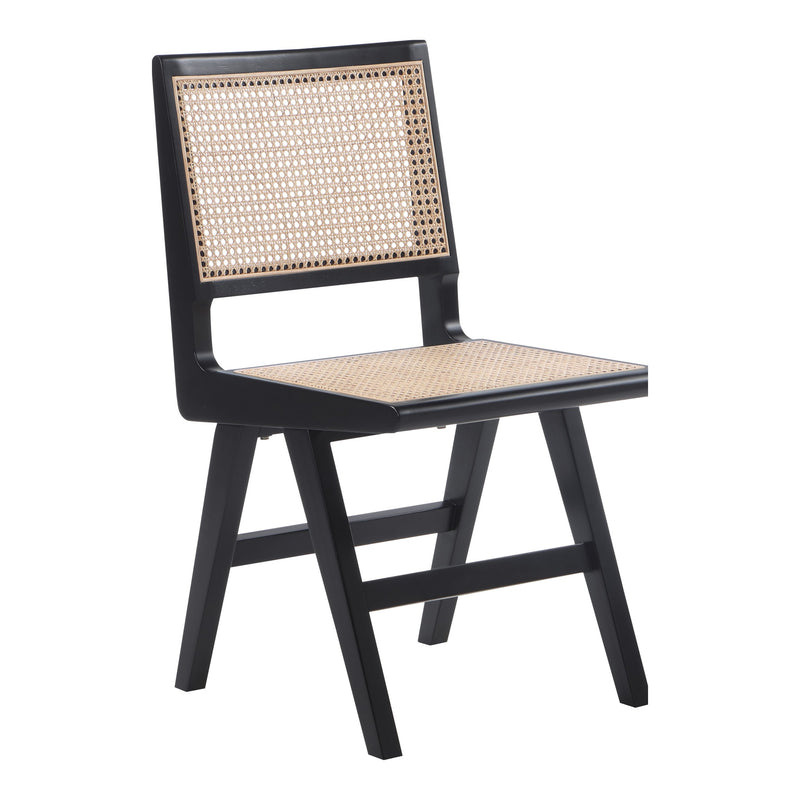 Preston Solid Wood And Natural Cane Dining Side Chair in Black