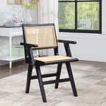 Preston Solid Wood And Natural Cane Dining Side Chair in Black
