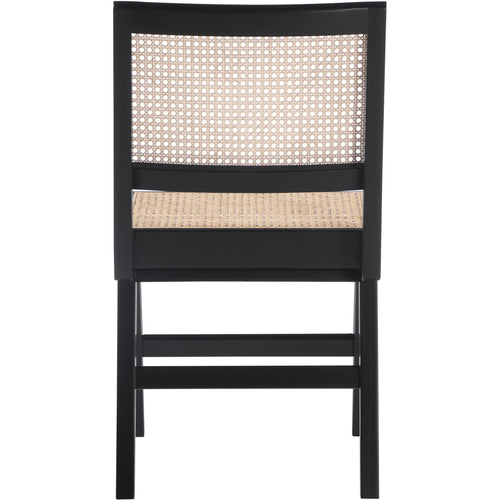 Preston Solid Wood And Natural Cane Dining Side Chair in Black
