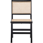Preston Solid Wood And Natural Cane Dining Side Chair in Black