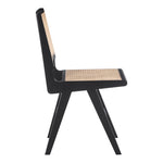 Preston Solid Wood And Natural Cane Dining Side Chair in Black