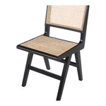 Preston Solid Wood And Natural Cane Dining Side Chair in Black