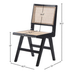 Preston Solid Wood And Natural Cane Dining Side Chair in Black