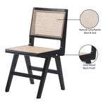 Preston Solid Wood And Natural Cane Dining Side Chair in Black
