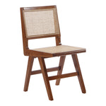 Preston Solid Wood And Natural Cane Dining Side Chair in Walnut