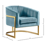 Carter Velvet Upholstered Accent Chair in Aqua