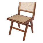 Preston Solid Wood And Natural Cane Dining Side Chair in Walnut
