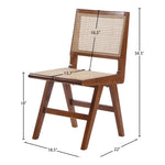Preston Solid Wood And Natural Cane Dining Side Chair in Walnut