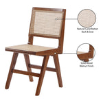 Preston Solid Wood And Natural Cane Dining Side Chair in Walnut