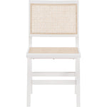 Preston Solid Wood And Natural Cane Dining Side Chair in White