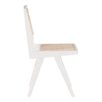 Preston Solid Wood And Natural Cane Dining Side Chair in White