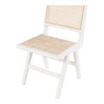 Preston Solid Wood And Natural Cane Dining Side Chair in White