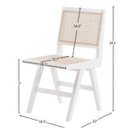 Preston Solid Wood And Natural Cane Dining Side Chair in White
