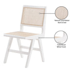 Preston Solid Wood And Natural Cane Dining Side Chair in White