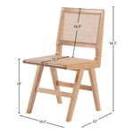 Preston Solid Wood And Cane Dining Side Chair in Natural