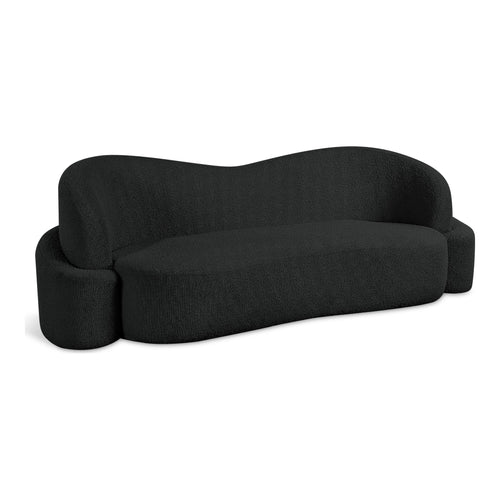Principessa 90" Boucle Fabric Upholstered Sofa in Black