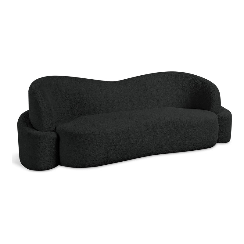 Principessa 90" Boucle Fabric Upholstered Sofa in Black