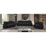 Principessa 90" Boucle Fabric Upholstered Sofa in Black