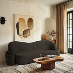 Principessa 90" Boucle Fabric Upholstered Sofa in Brown