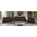 Principessa 90" Boucle Fabric Upholstered Sofa in Brown