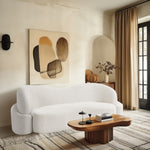 Principessa 90" Boucle Fabric Upholstered Sofa in Cream